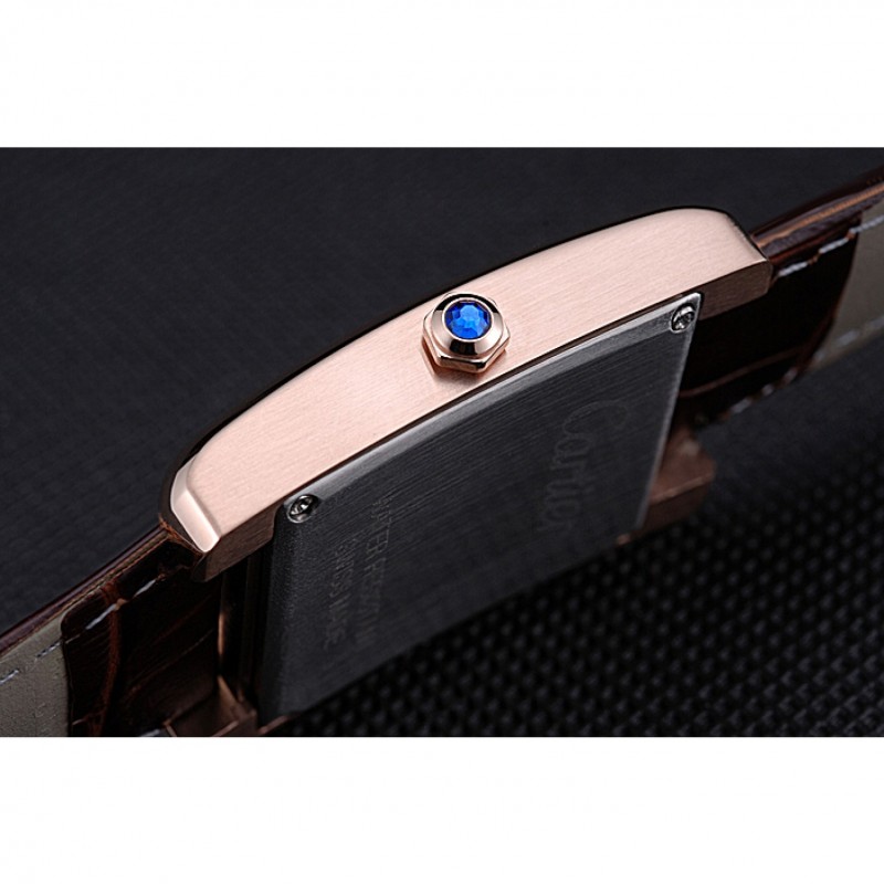 Cartier Tank MC Gold Diamond Case Brown Dial Brown Leather Strap 622170-8
