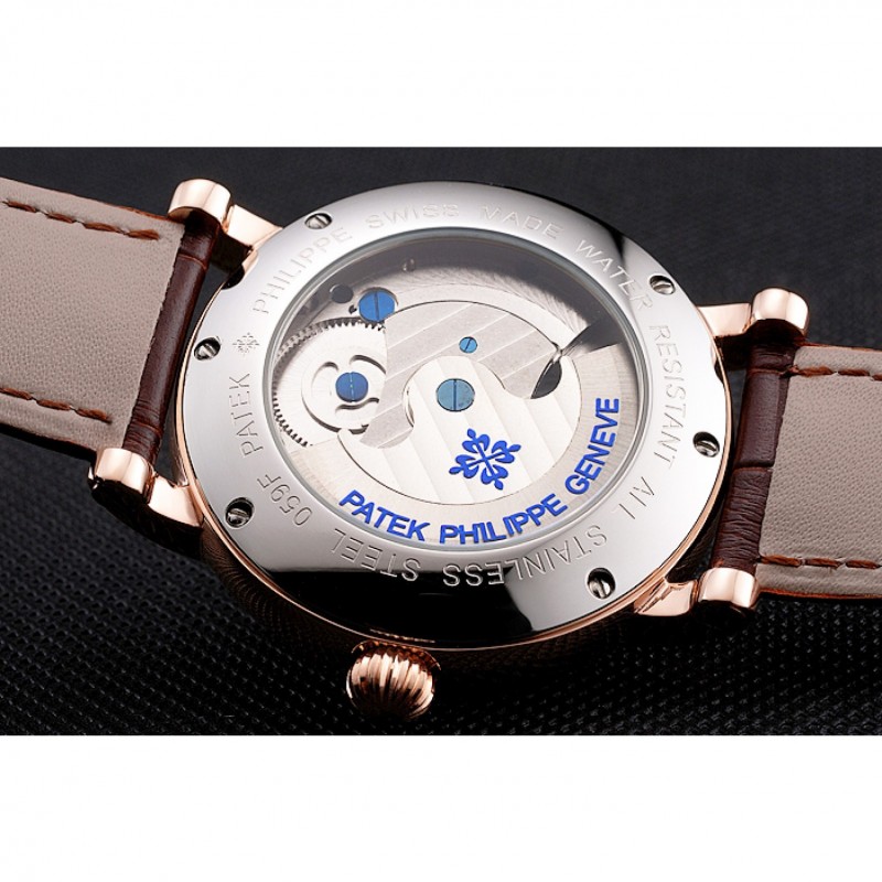 Patek Philippe Grand Complications Moonphase Perpetual Calendar Tourbillon White Dial Rose Gold Case Brown Leather Strap-7