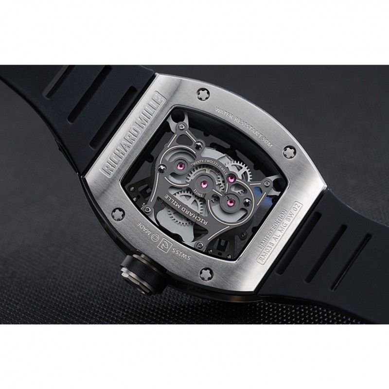 Richard Mille RM 038 Bubba Watson Tourbillion Silver Case Black Rubber Bracelet 1454202-4