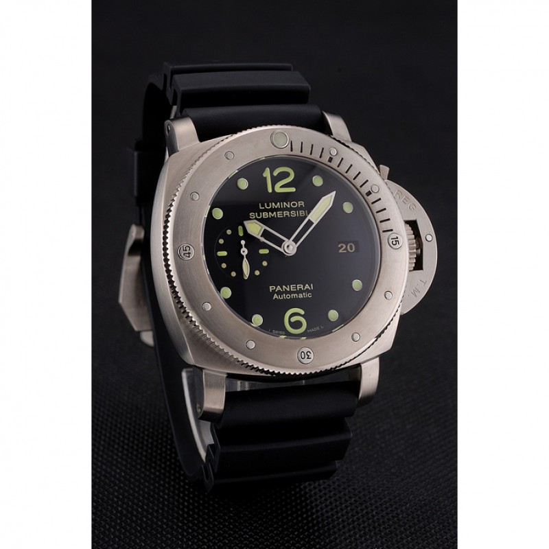 Best Replica Watches Swiss Panerai Luminor Submersible Black Dial Stainless Steel Case Black Rubber Strap-2