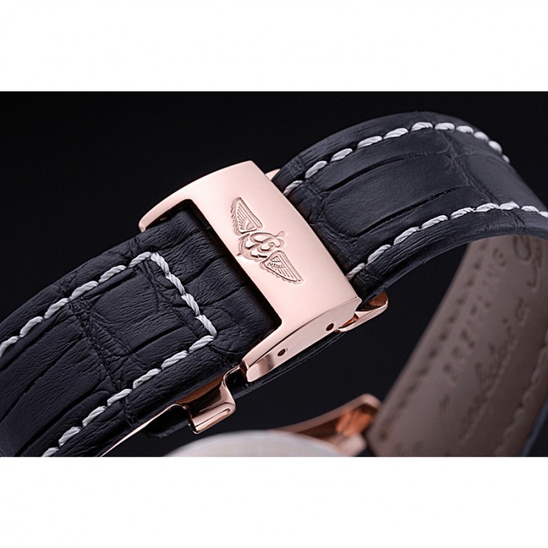 Breitling Navitimer 01 Black Dial Rose Gold Case Black Leather Bracelet 622503-4