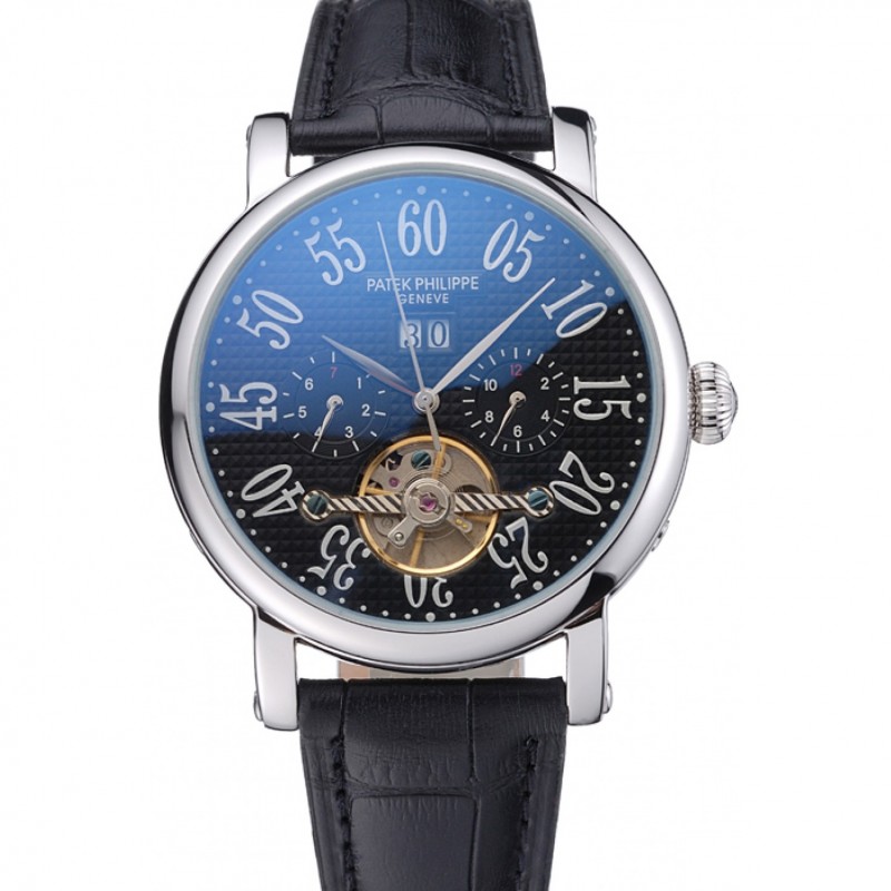 Patek Philippe Grand Complications Stainless Steel Case Black Dial Roman Numerals Black Leather Bracelet 622256-0