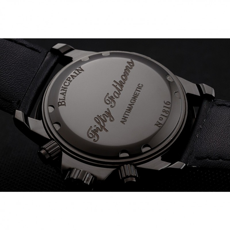 Blancpain Fifty Fathoms Speed Command Carbon Fiber Dial With Orange Markings Black PVD Case Black Leather Strap 1453776-7