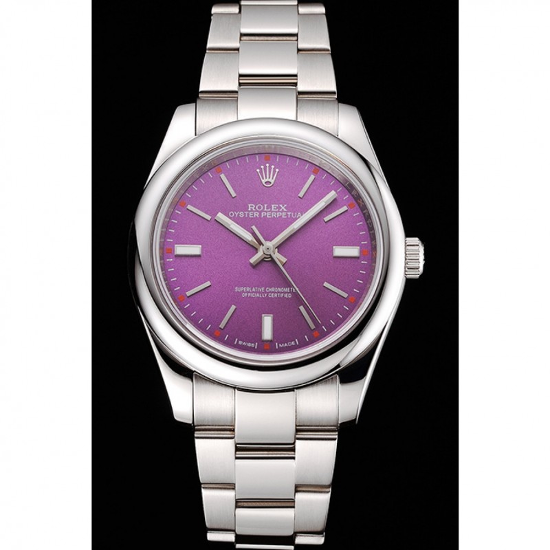 Rolex Oyster Perpetual Red Grape Dial Stainless Steel Case And Bracelet-1