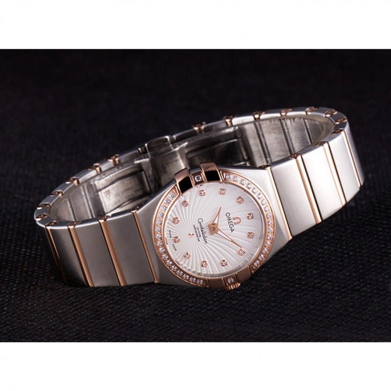 Omega Constellation Rose Gold Diamond Bezel Two Tone Band 621487-3