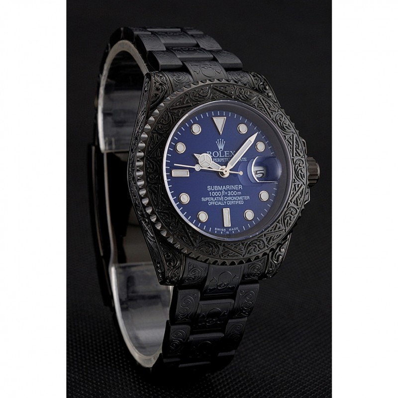 Swiss Rolex Submariner Skull Limited Edition Blue Dial All Black Case And Bracelet 1454084-2