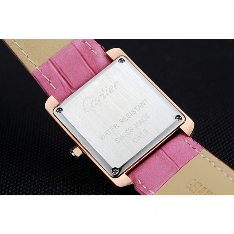 Cartier Tank MC Gold Case White Dial Pink Leather Strap 622176-7