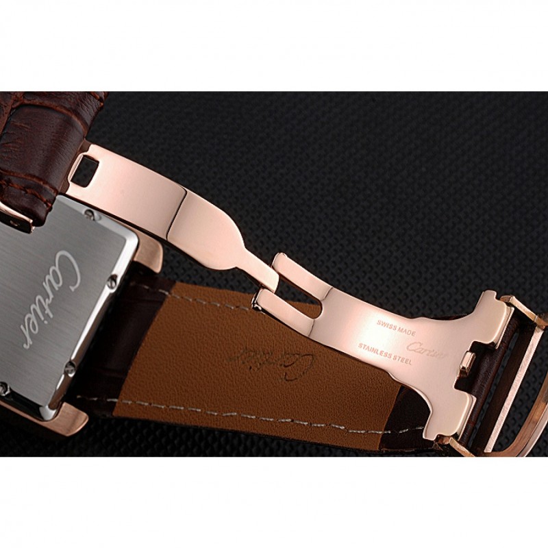 Cartier Tank MC White Dial Gold Case Brown Leather Strap 622578-7