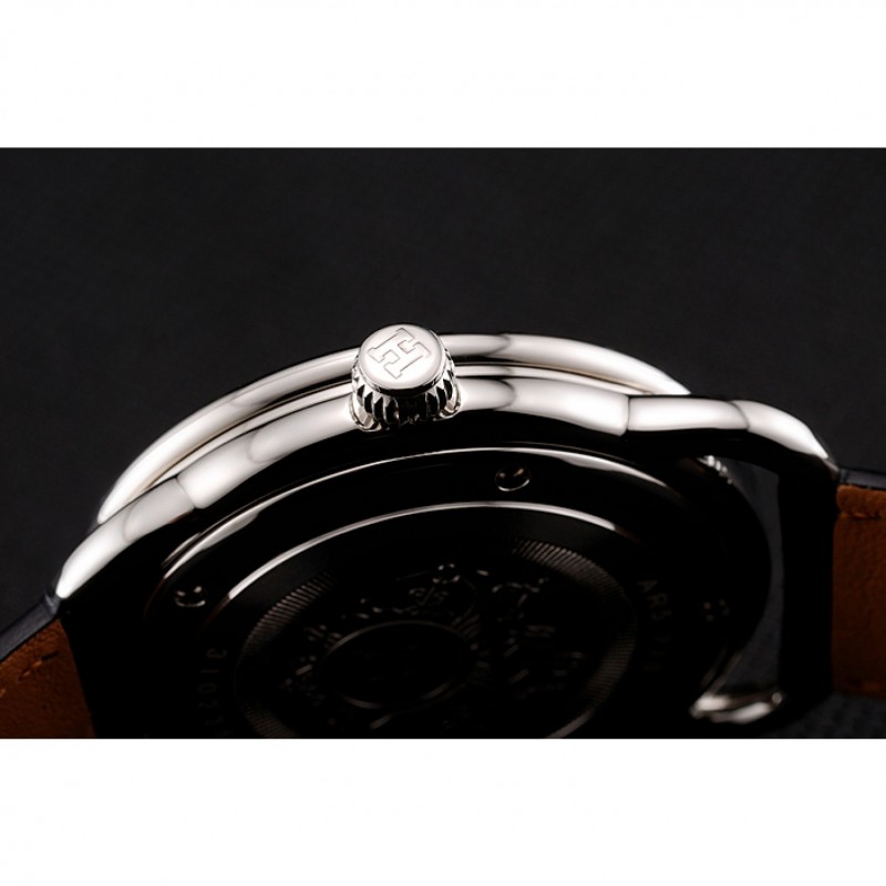 High End Hermes Classic Croco Leather Strap Silver Dial 801400-8