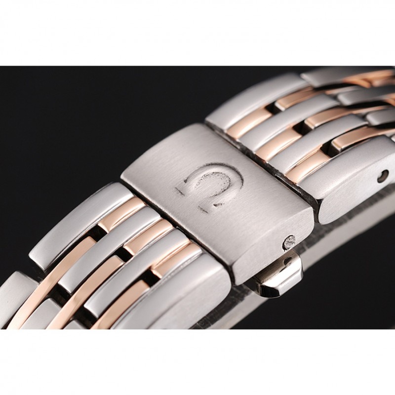 Omega De Ville Ladies White Dial Rose Gold Case Two Tone Bracelet 1453782-5