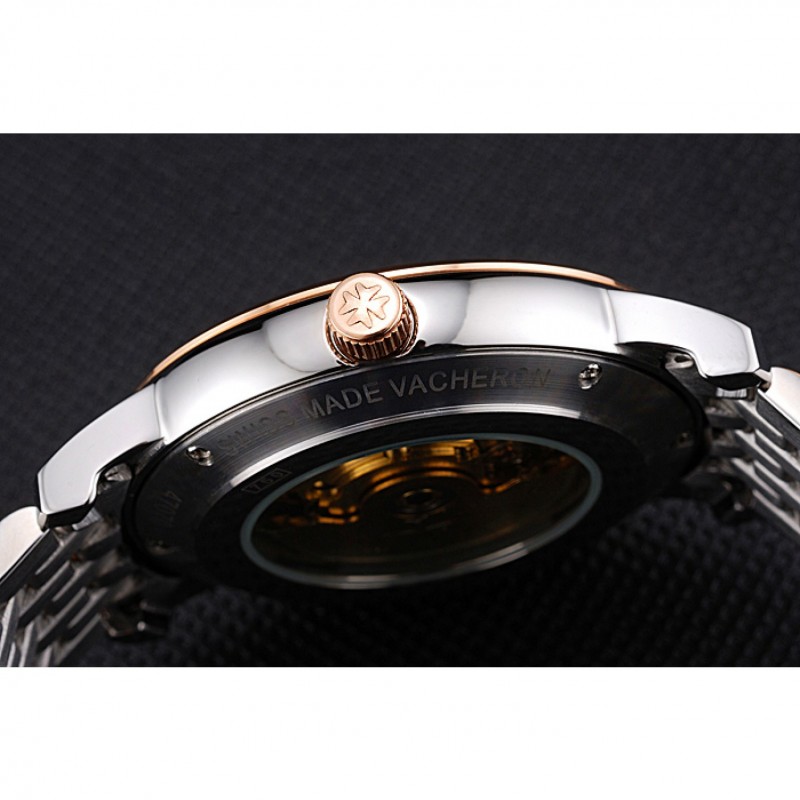 Vacheron Constantin Patrimony Black Dial Rose Gold Case Two Tone Bracelet 62293-8
