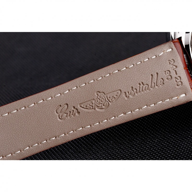 Breitling Bentley Motors T Stainless Steel Case White Dial Brown Leather Bracelet 622234-6