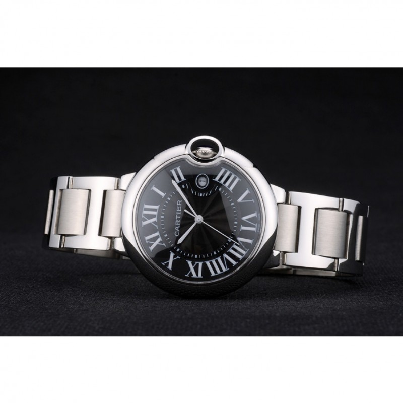 High Quality Replica Watches Cartier Ballon Bleu 42mm Black Dial Stainless Steel Case And Bracelet-4