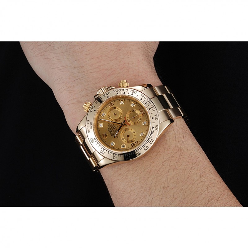 Rolex Cosmograph Daytona Brown Dial Diamond Numerals Gold Case And Bracelet 1454245-8