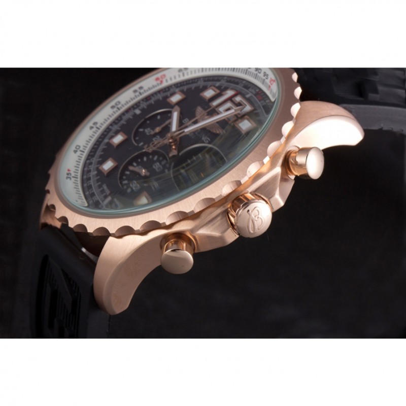 Breitling Navitimer Rosegold Bezel Rubber Strap Black Dial-5