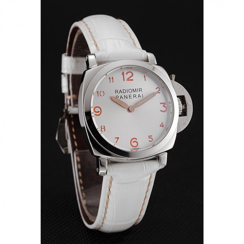 High Quality Panerai Radiomir White Dial Stainless Steel Case White Leather Strap 1453805-2