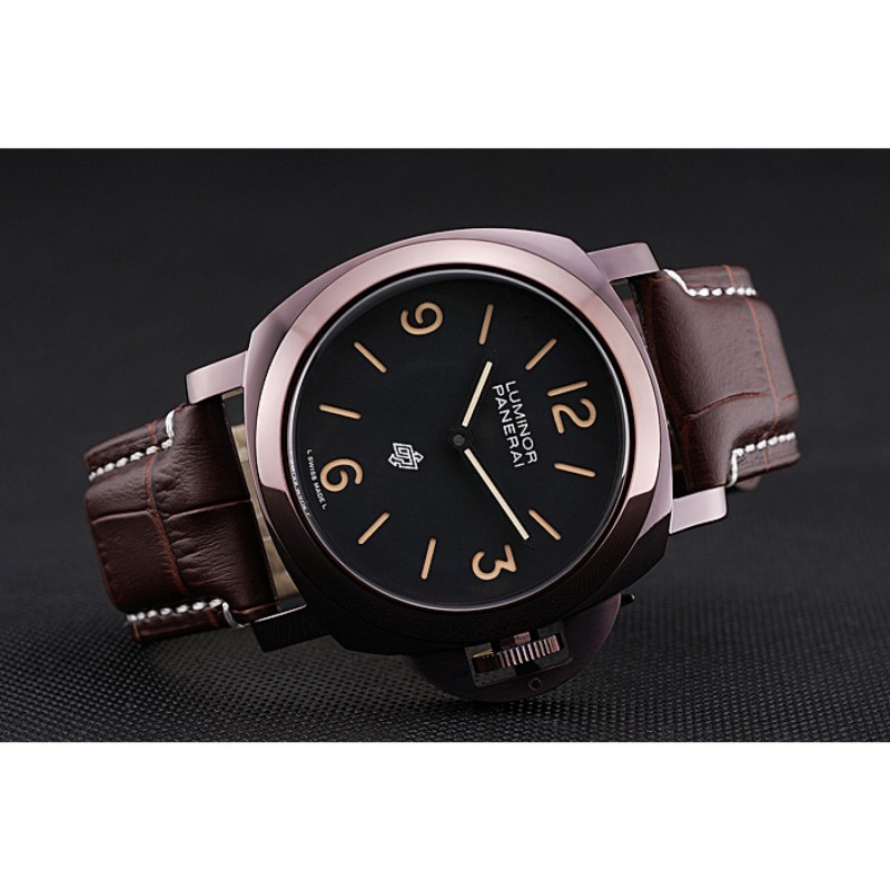 Panerai Luminor Brown Leather Strap Black Dial 80164-3