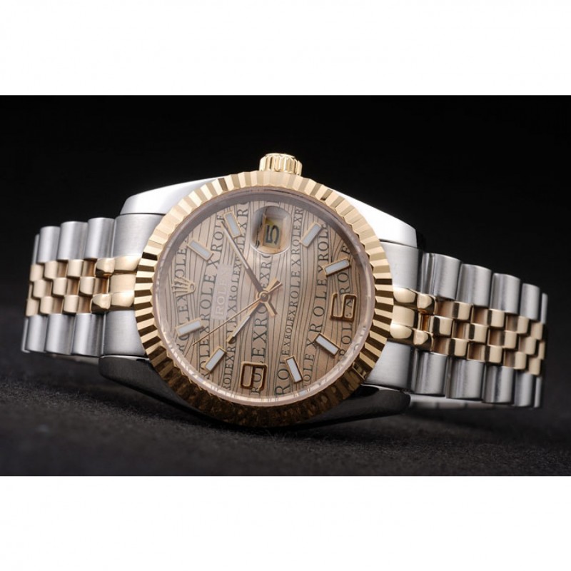 Rolex DateJust Two Tone Stainless Steel 18k Gold PlatedGold Dial-4