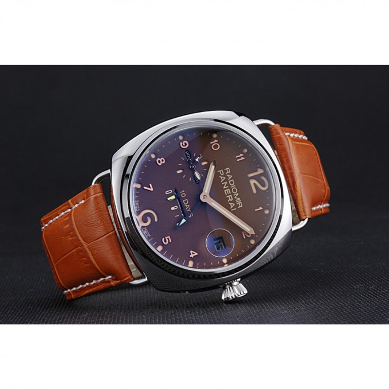 Panerai Radiomir Stainless Steel Bezel Cognac Leather Bracelet 622327-3