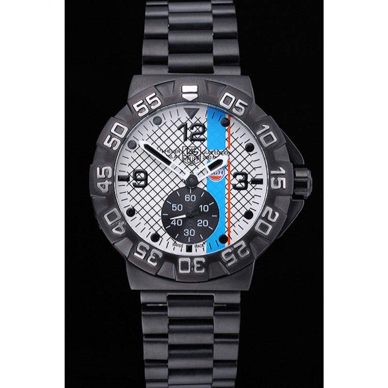 Tag Heuer Formula One Special Gulf Edition White And Blue Dial Ion Plated Steinless Steel Bracelet 622289-1