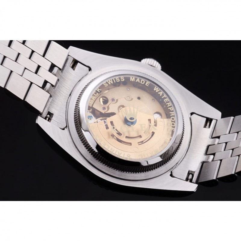 SS Replica Watches Rolex Datejust Black Dial Diamonds Ribbed Bezel 7456-6