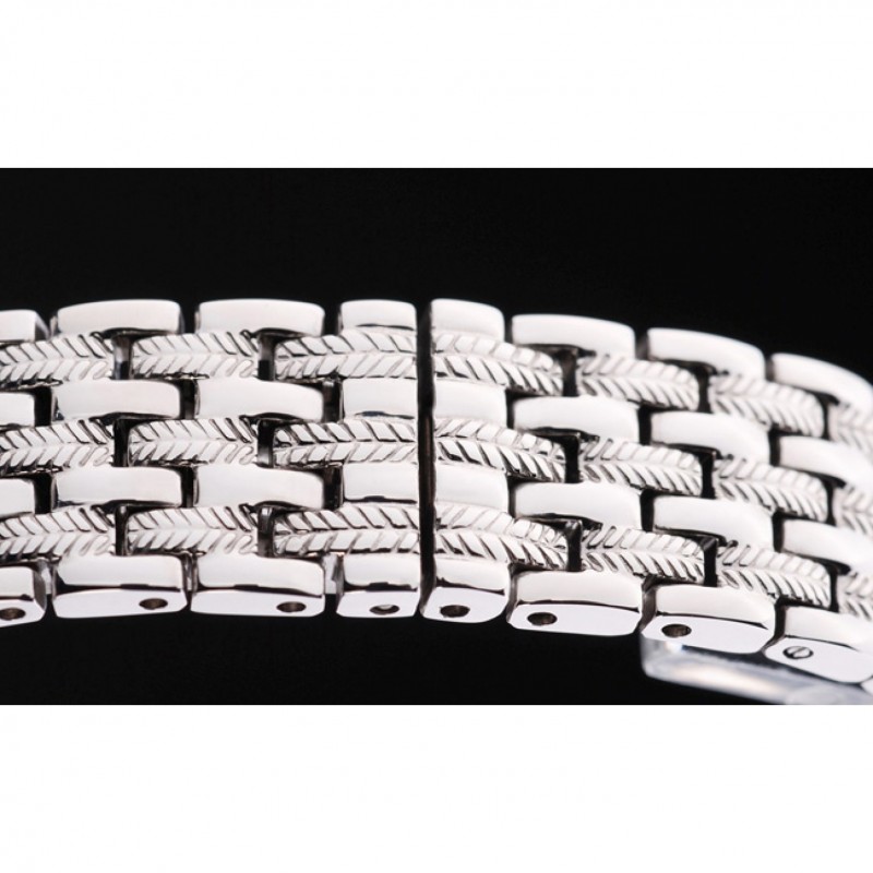 SS Replica Watches Vacheron Constantin Patrimony Traditionnelle Diamond Black Dial Stainless Steel Bracelet-6