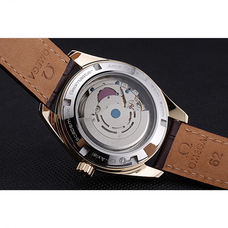 Cheap Omega Seamaster Planet Ocean GMT White Dial Gold Case Brown Leather Band 622399-8