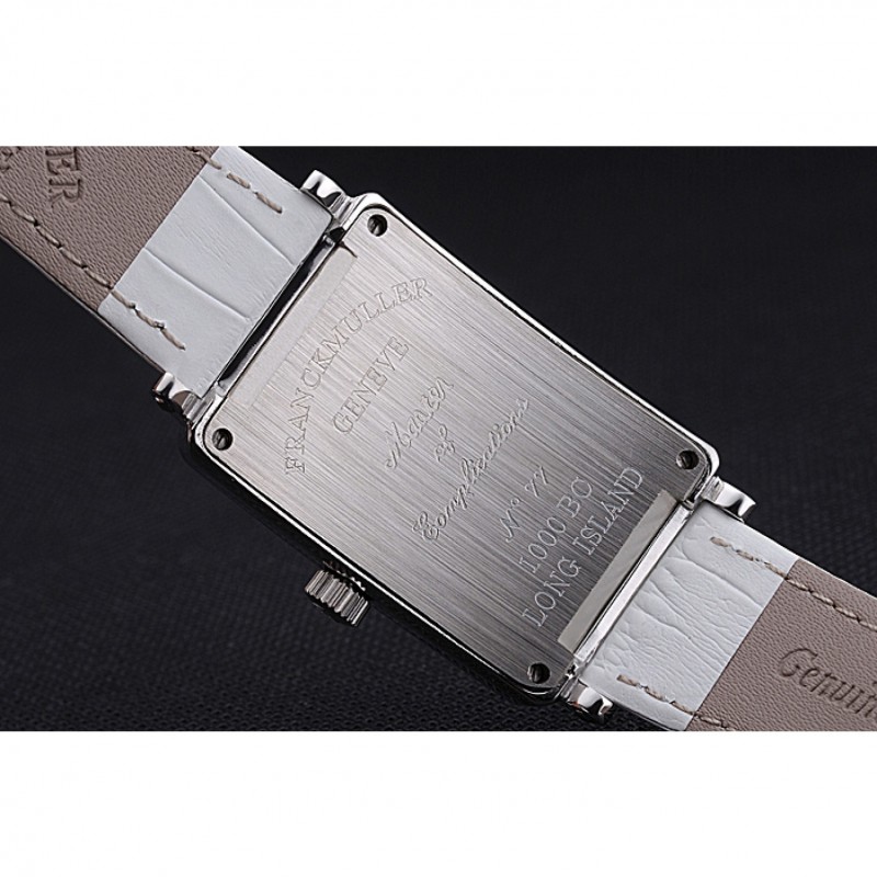 Franck Muller Long Island Classic White Dial Diamonds Case White Leather Band 622368-6