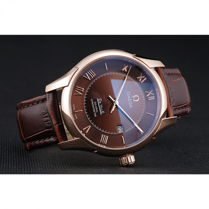 Omega DeVille Brown Dial Gold Case Brown Leather Strap 622831-3