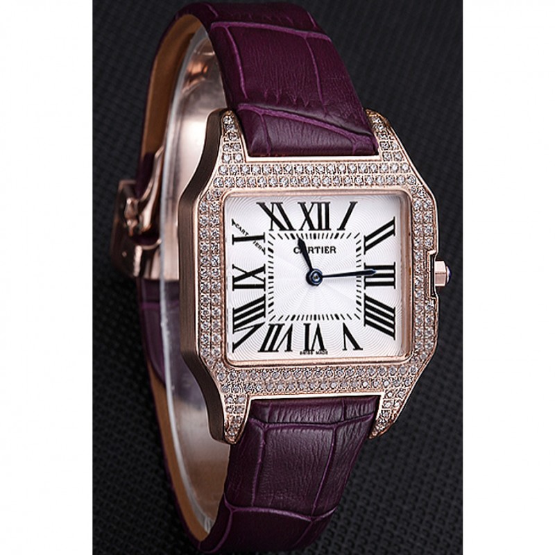 Cartier Santos 100 Diamond Rose Gold Bezel 621913-2