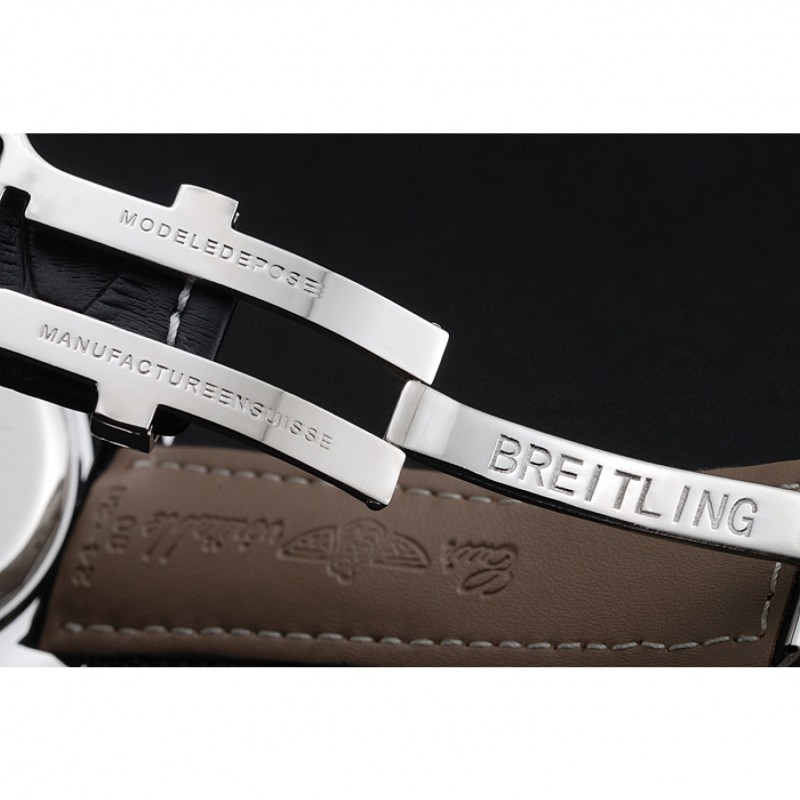 Breitling Bentley Chronograph Black Dial Black Leather Strap-6