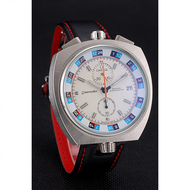 Best Replica Watches Omega Seamaster Bullhead White Dial Stainless Steel Case Black Leather Strap 622825-2
