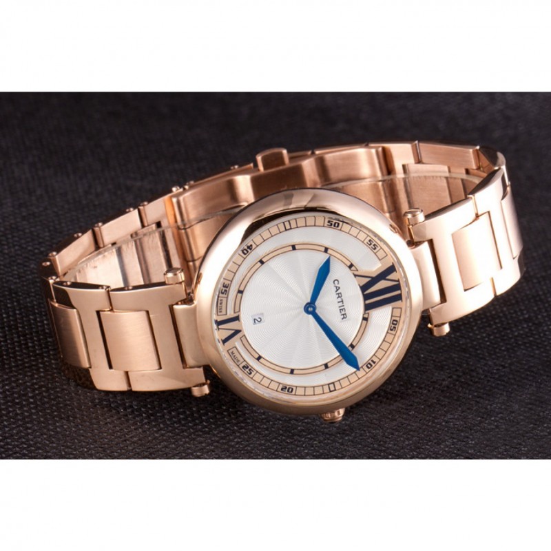 High End Cartier Ballon Bleu Rose Gold Stainelss Steel Strap White Dial 621453-3