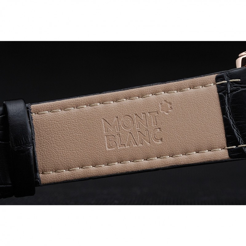 Montblanc Chronograph Black Dial Black Leather Bracelet Rose-Gold Case 1454110-6