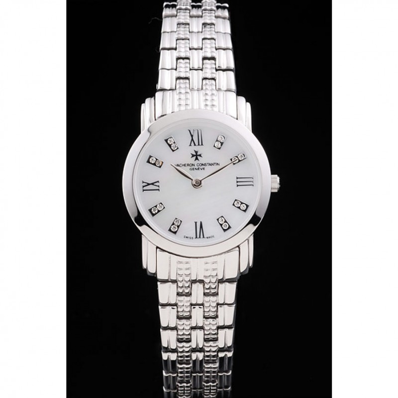 Vacheron Constantin Patrimony Traditionnelle White Dial Diamond Numerals Stainless Steel Bracelet-1