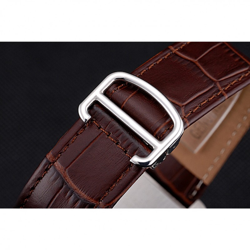 Cartier Tank MC Brown Dial Stainless Steel Case Brown Leather Bracelet 622692-5