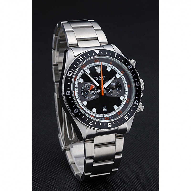 Tudor Heritage Chronograph Black Dial Stainless Steel Bracelet 622418-2