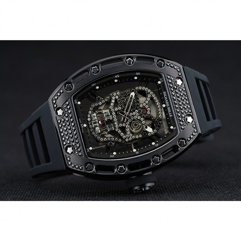 Richard Mille Tourbillon Skull RM 052 Black Case Black Rubber Bracelet 1454260-4