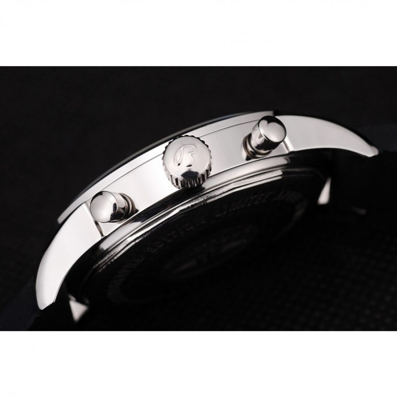 Breitling Transocean Black Dial Black Rubber Strap Polished Stainless Steel Bezel-6