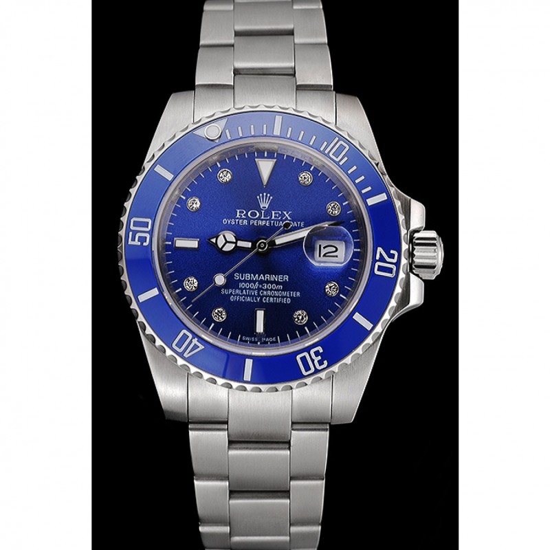 Rolex Submariner Stainless Steel Case Blue Dial Diamond Markers Stainless Steel Bracelet 622638-1