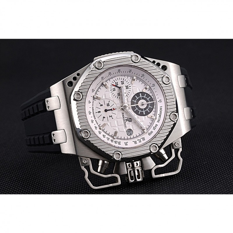 Swiss Audemars Piguet Royal Oak Offshore Survivor White Dial Stainless Steel Case Black Rubber Strap 622859-3