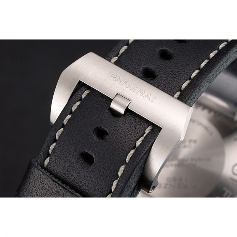 Panerai Luminor Submersible Black Dial Stainless Steel Case Black Bezel Black Leather Strap-7
