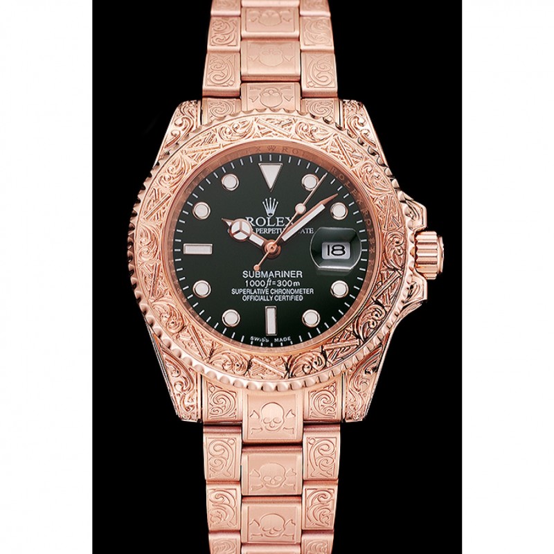 Rolex Submariner Skull Limited Edition Green Dial Rose Gold Case And Bracelet 1454074-1