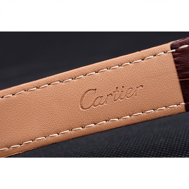 Luxury Cartier Rotonde Blue Crown Brown Leather Bracelet 621974-7