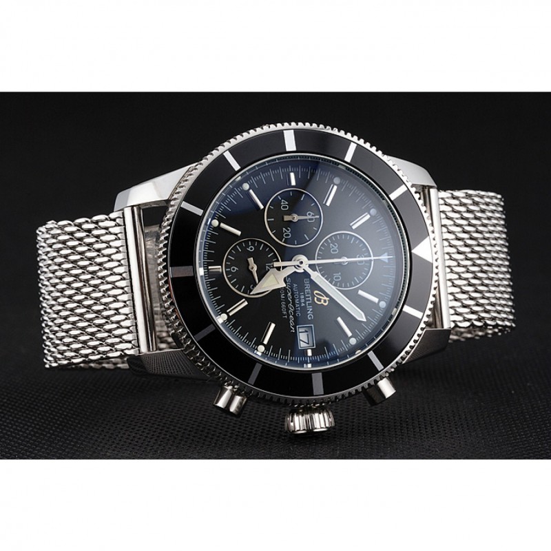 SS Breitling Superocean Heritage Chronographe 46 Black Dial And Bezel Stainless Steel Case And Bracelet-3