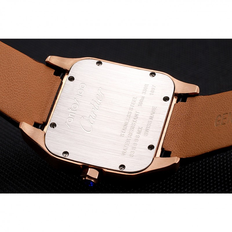 Cartier Santos 100 Diamond Rose Gold Bezel 621932-8