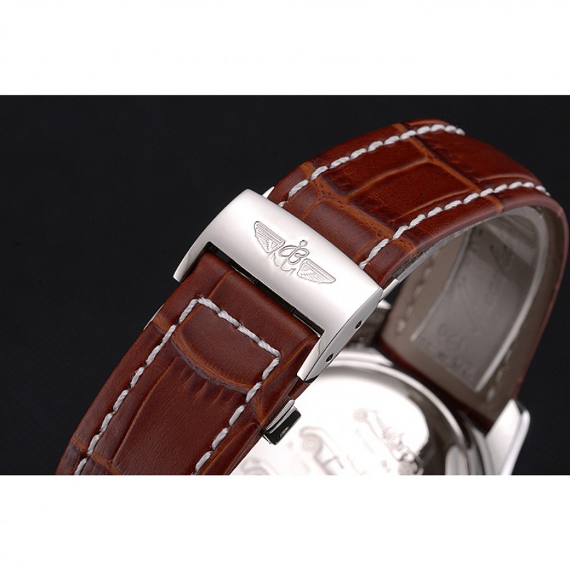 Breitling Bentley Motors T Stainless Steel Case White Dial Brown Leather Bracelet 622234-4