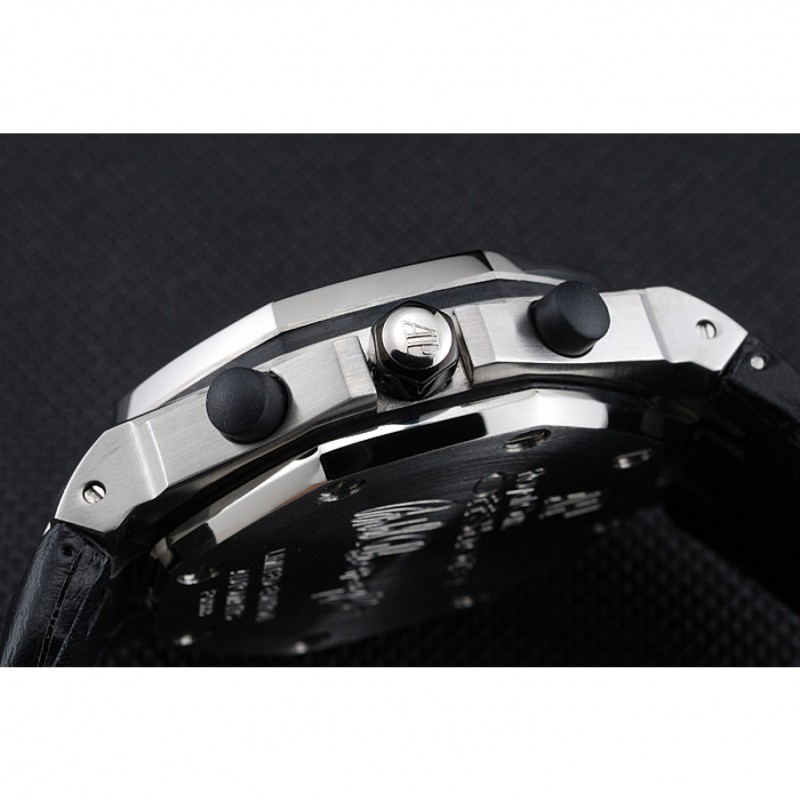 Swiss Audemars Piguet Royal Oak Offshore Gold Dial Stainless Steel Case Black Leather Strap 622849-8