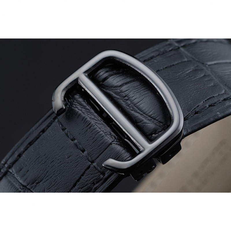 Cartier Rotonde White And Black Dial Black Case Black Leather Bracelet 1454219-5