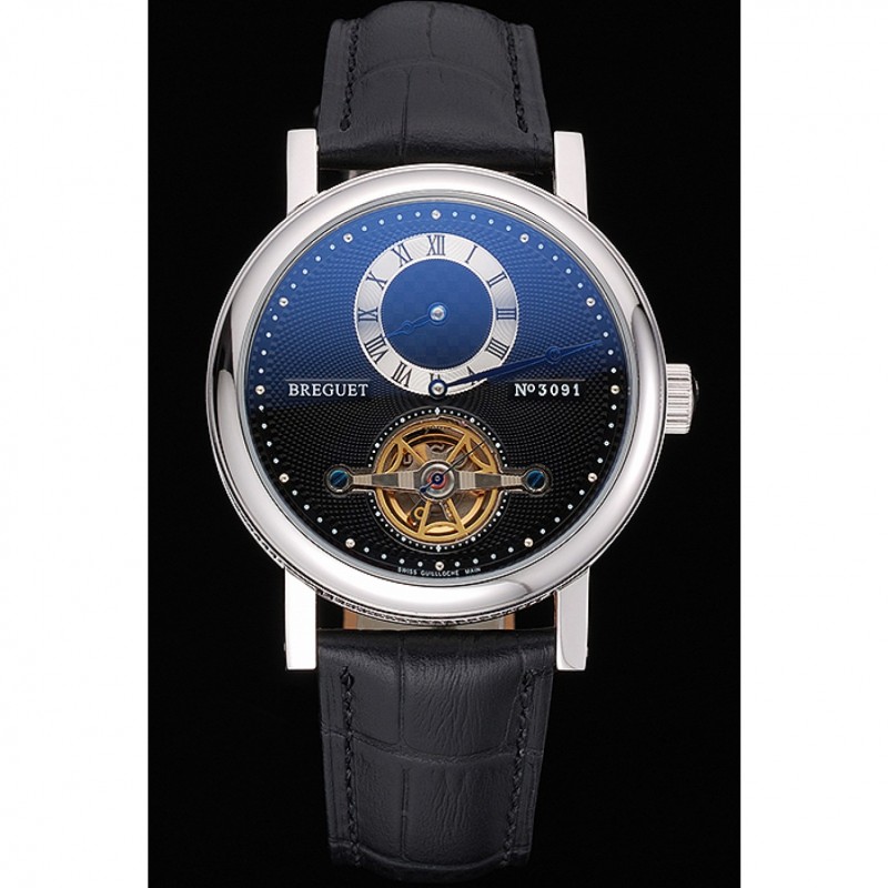 Breguet Classique Complications Stainless Steel Case Black Leather Strap 80158-1